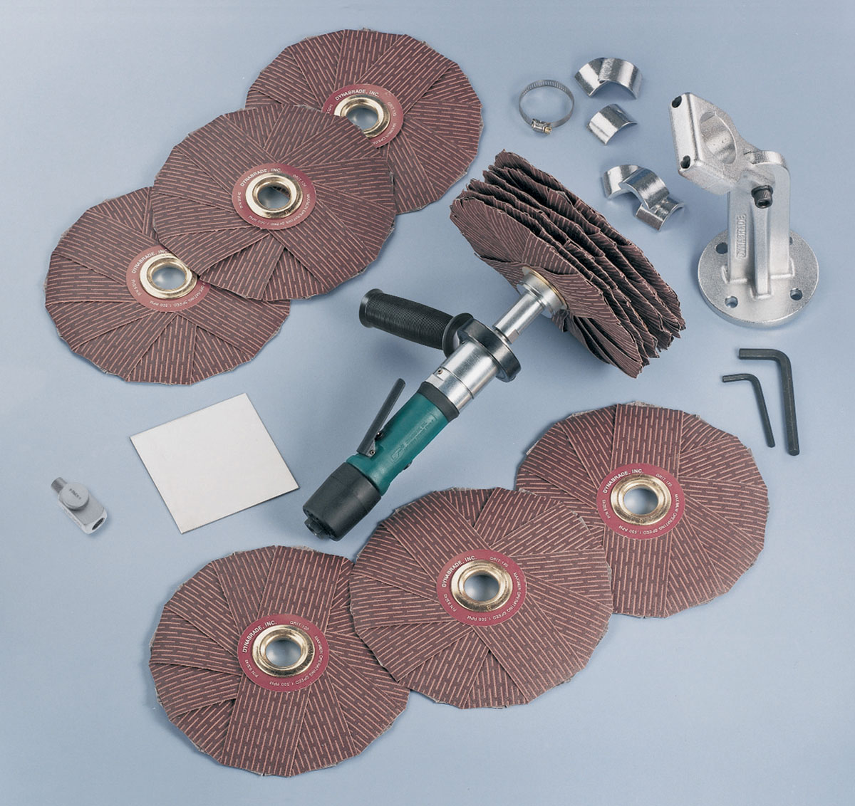 Dyninger Finishing Tool Deluxe Versatility Kit: .4 hp, Straight-Line, 200-950 RPM, Rear Exhaust, 5/8" (16 mm) or 1" (25 mm) Dia. Arbor - Right Angle Finishing Tool Kits